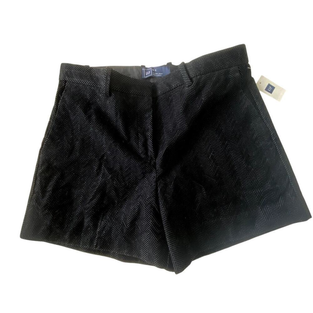 NWT Womens Gap Tailored Short Black Velvet Pattern Size 6